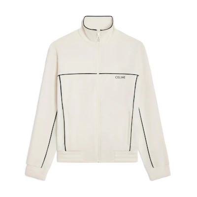 CELINE Striped High-Neck Jacket with Embroidered Logo Beige Outerwear. 2Y94E121O-01OB