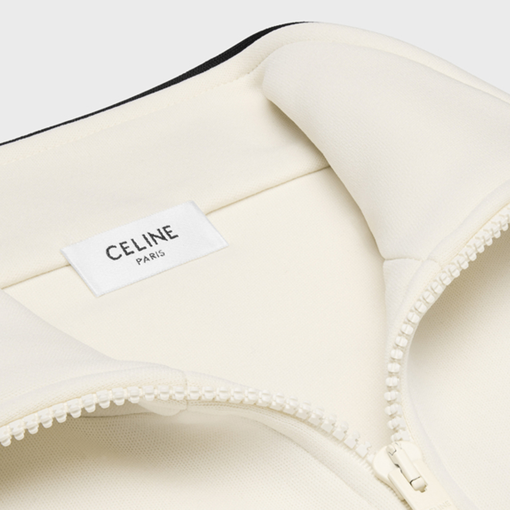 Purchase CELINE Jaket High-Neck Garis dengan Logo Bordir Beige Outerwear. 2Y94E121O-01OB