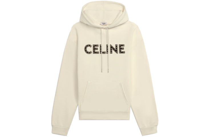 CELINE Studded Logo Oversized Sweatshirt Fluorescent White. 2Y323052H-01OB