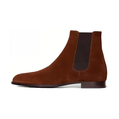 CELINE Suede Round Toe Chelsea Boots 'Brown'