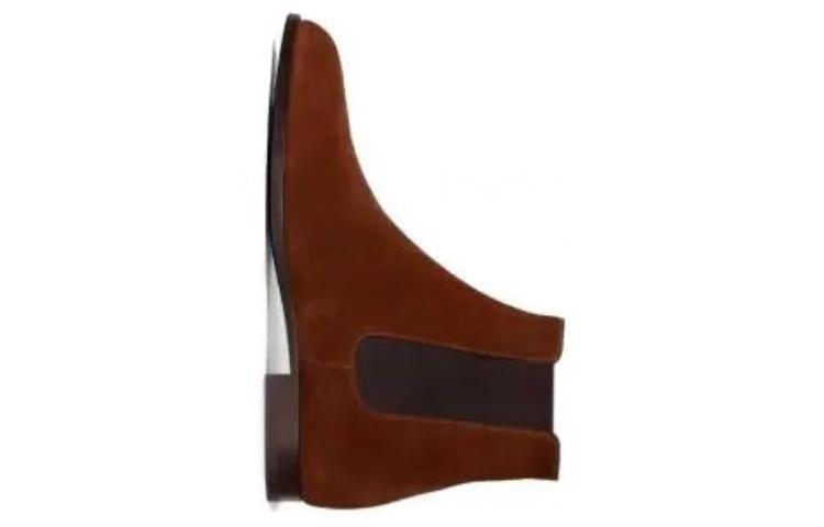 CELINE Suede Round Toe Chelsea Boots 'Brown' 圖 3