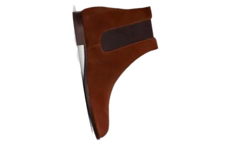 CELINE Suede Round Toe Chelsea Boots 'Brown' 圖 4