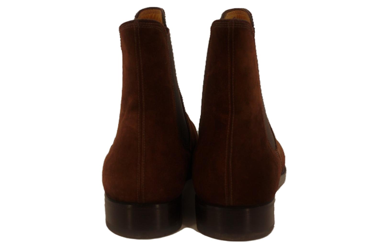 CELINE Suede Round Toe Chelsea Boots 'Brown' 圖 5