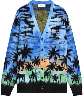 CELINE 日落圖案提花針織藍色長袖毛衣 2AH57421U-07BL Buy CELINE 日落圖案提花針織藍色長袖毛衣 2AH57421U-07BL