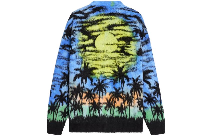 Lookbook CELINE 日落圖案提花針織藍色長袖毛衣 2AH57421U-07BL