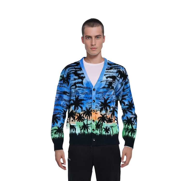 Purchase CELINE 日落圖案提花針織藍色長袖毛衣 2AH57421U-07BL