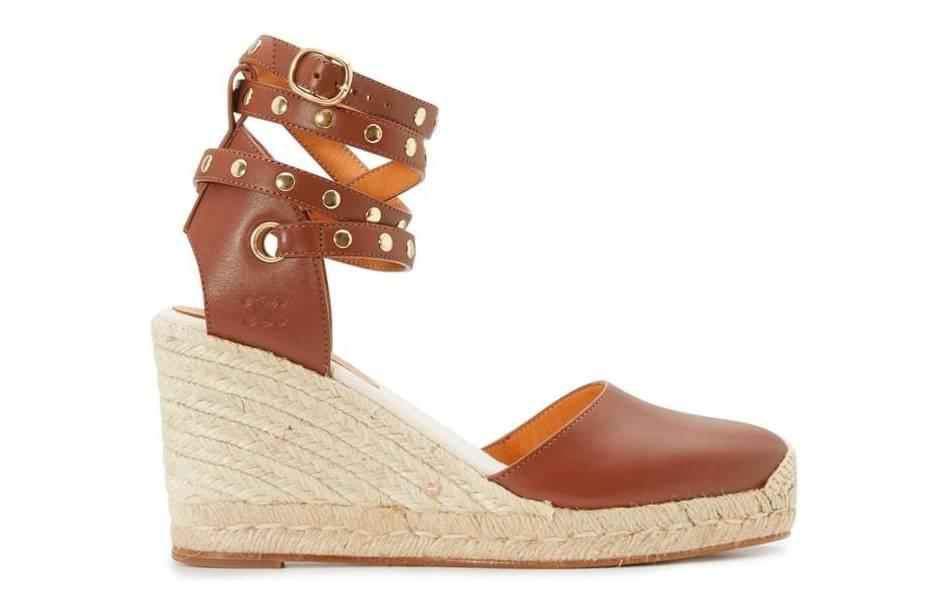 CELINE Taillat Heeled Espadrilles 'Studded Tan'