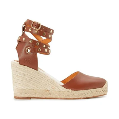 CELINE Taillat Heeled Espadrilles 'Studded Tan'