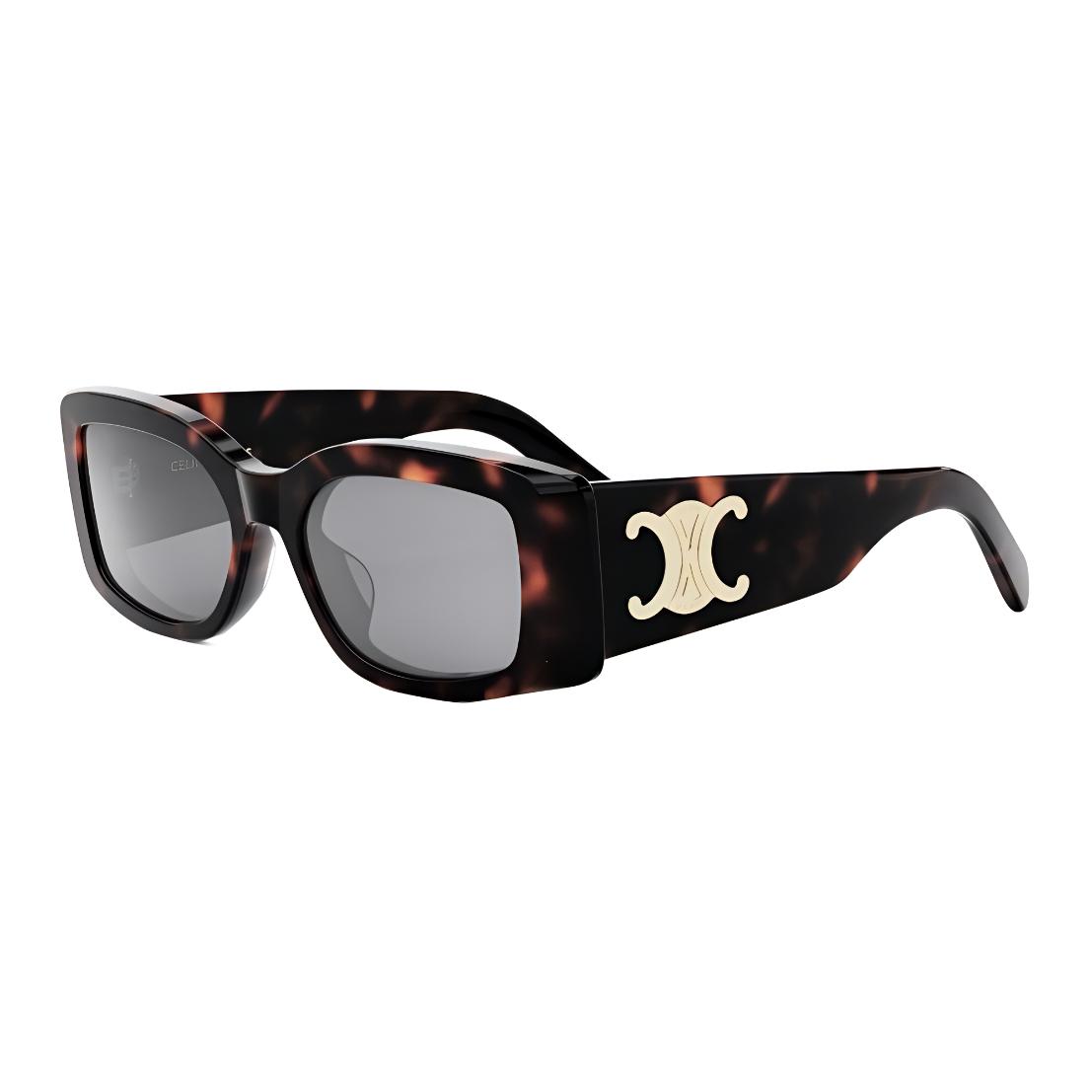 CELINE Tortoise Shell Square Sunglasses Unisex with Logo Detail. CL40282U52a