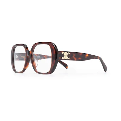 CELINE Tortoiseshell Optical Glasses Irregular Frame with Logo Temple Accent CL50122F