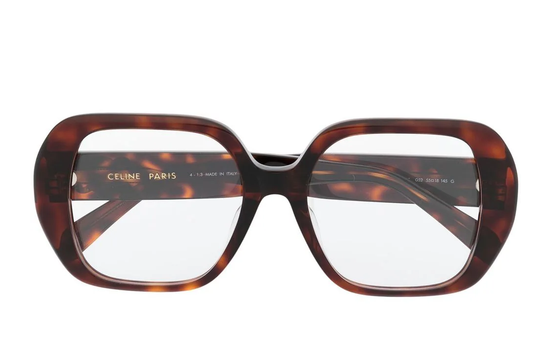 CELINE Tortoiseshell  Optical Glasses Irregular Frame with Logo Temple Accent CL50122F 圖 3