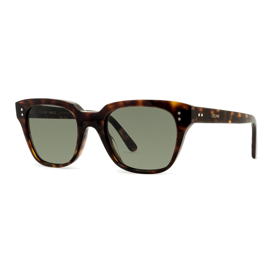 CELINE Tortoiseshell Square Sunglasses Unisex with Signature Temples. CL40061I51