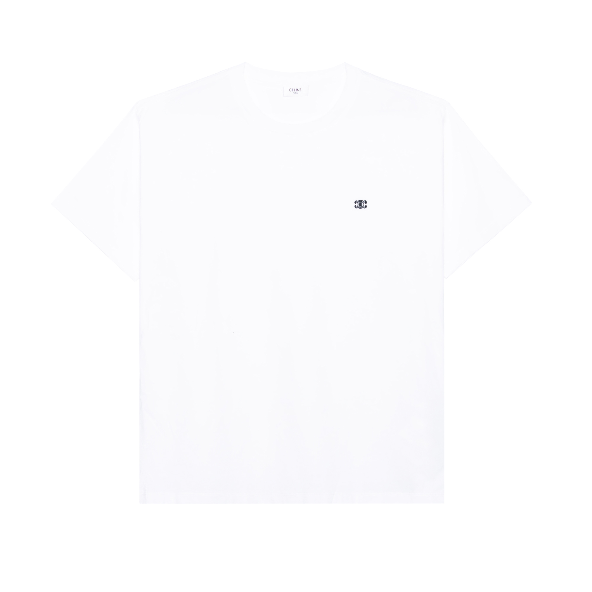 CELINE Triomphe  Loose Fit Crew Neck Solid White T-Shirt 2X04I671Q-01OB