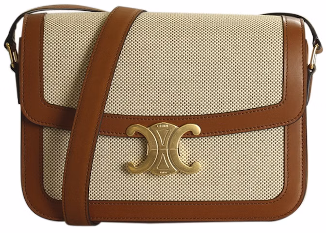 celine-triomphe-bag-medium-canvas-tan-brown