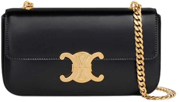 celine-triomphe-chain-shoulder-bag-black