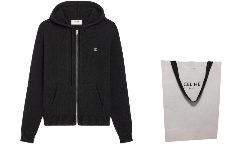 Shop Sudadera con cremallera CELINE Triomphe FW23 Logo Bordado. 2AD5O048T-09GM