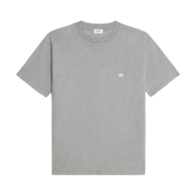 CELINE Triomphe Logo Print Casual Loose Fit T-Shirt Grey White . 2X04I671Q-09MO