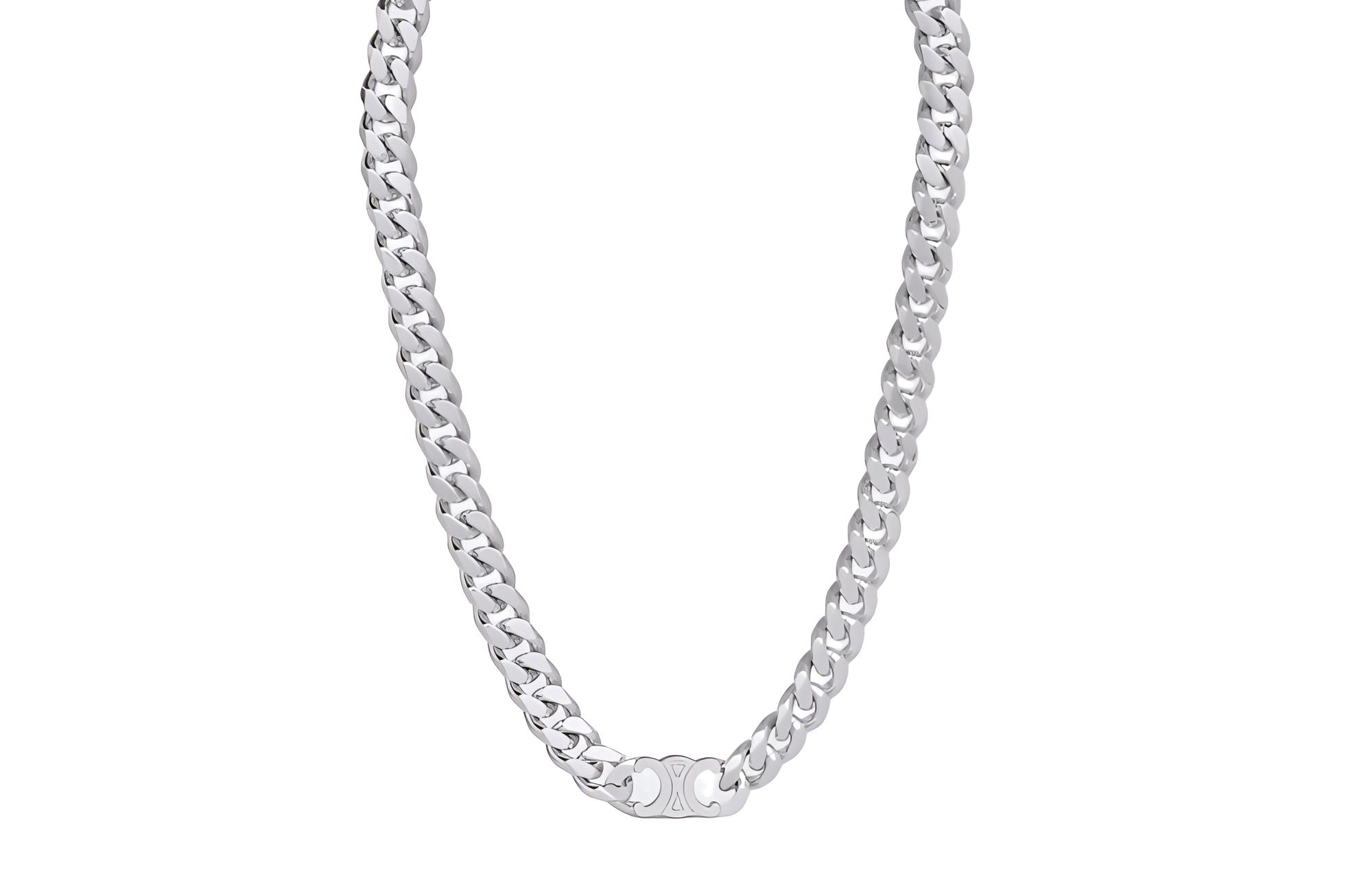 CELINE Triomphe Minimalist Fashion Brass Necklace for Men 460JF6BRA36SI