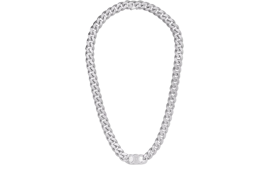 Lookbook 셀린느 트리옹프 미니멀 브래스 목걸이 남성용 패션 아이템 460JF6BRA36SI