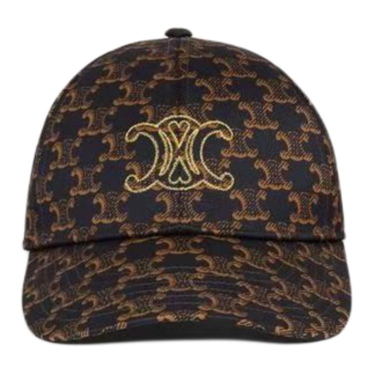 CELINE Triomphe Monogram Heart Embroidered Cotton Cap Brown Unisex Couples. 2AUF2731O.19MA