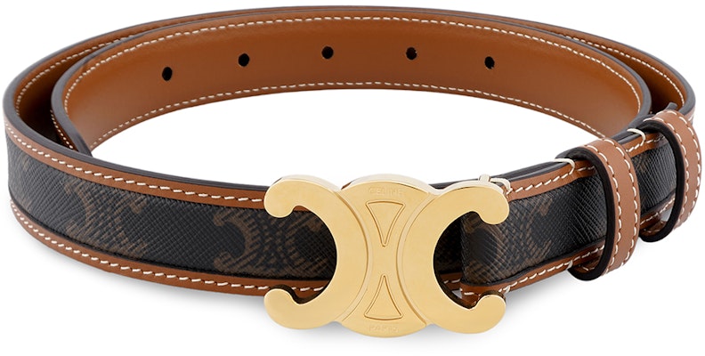 CELINE Triomphe Monogram Leather Canvas Belt Unisex Brown 2.5cm 45B422AES-04LU Order CELINE Triomphe Monogram Leather Canvas Belt Unisex Brown 2.5cm 45B422AES-04LU