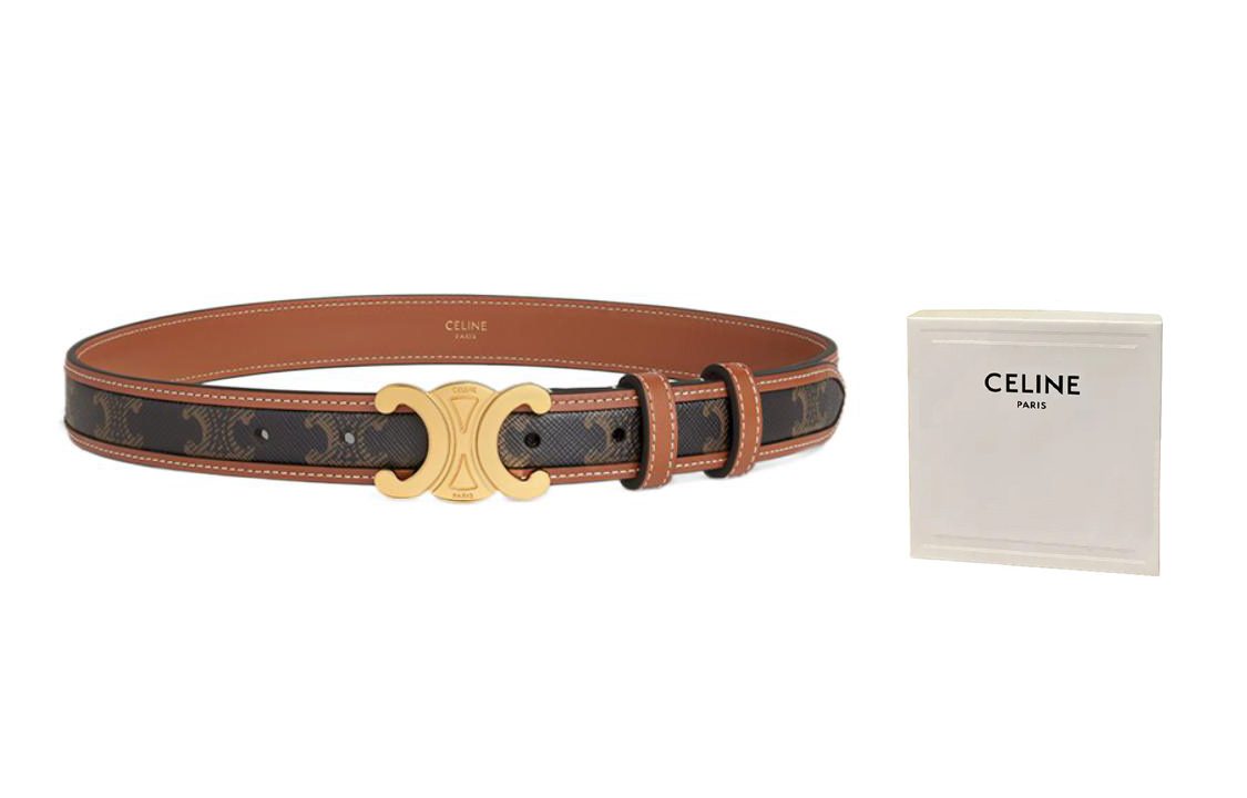 Lookbook CELINE Triomphe Monogram Leather Canvas Belt Unisex Brown 2.5cm 45B422AES-04LU