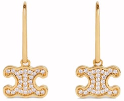 Celine Triomphe Rhinestone Earrings in Brass with Gold Finish and Crystals Gold Celine Triomphe Rhinestone Earrings in Brass with Gold Finish and Crystals Gold