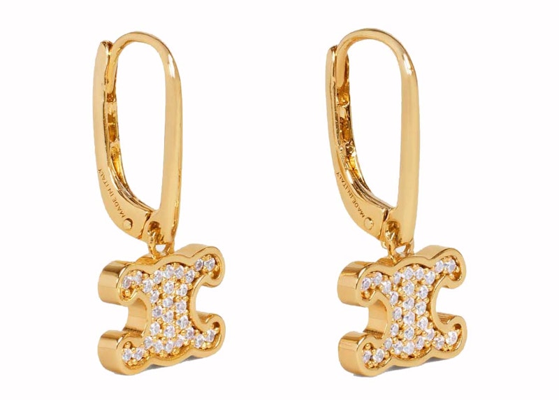 Order Pendientes Celine Triomphe Dorados con Cristales y Acabado en Latón y Oro