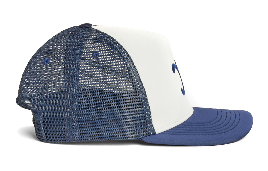Shop CELINE Triomphe Scuba Mesh Baseball Cap White/Navy Blue. 2AUM4293R-01WN
