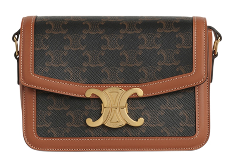 Celine Triomphe Shoulder Bag Teen Triomphe Tan