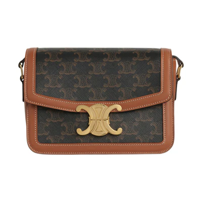 Celine Triomphe Shoulder Bag Teen Triomphe Tan