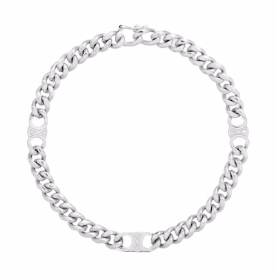 CELINE Triomphe Small Gourmette Logo Bracelet Silver for Men. 460PX6BRA-36SI