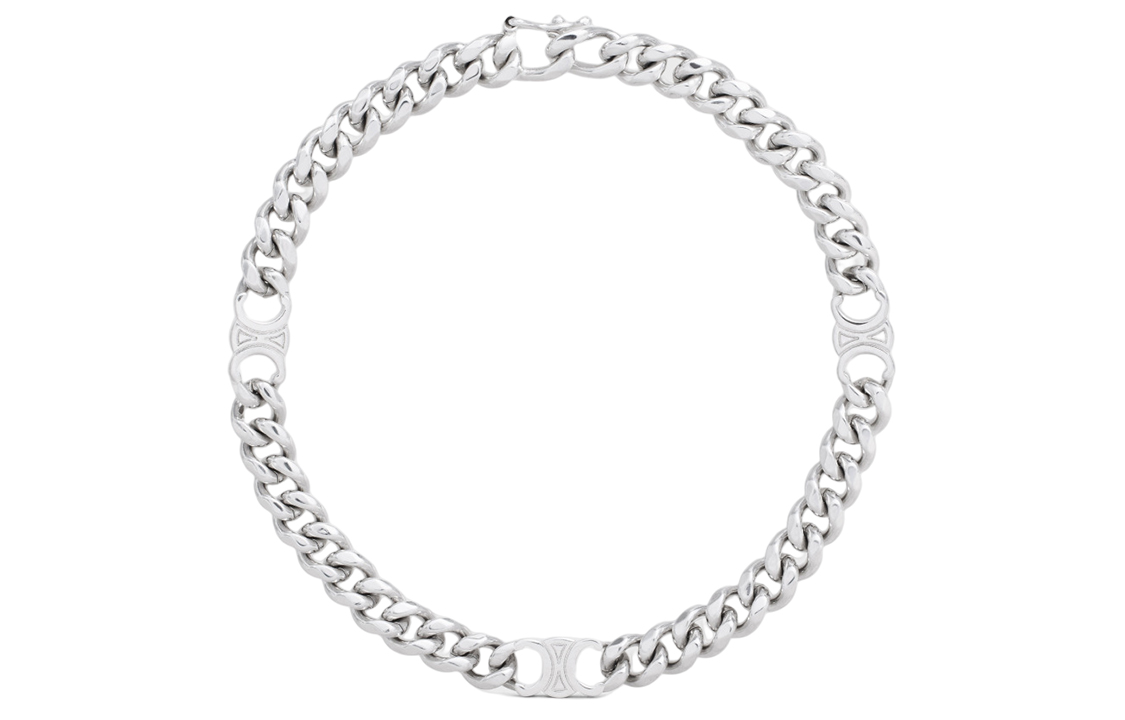 Order Gelang CELINE Triomphe Small Gourmette Logo Perak untuk Pria. 460PX6BRA-36SI
