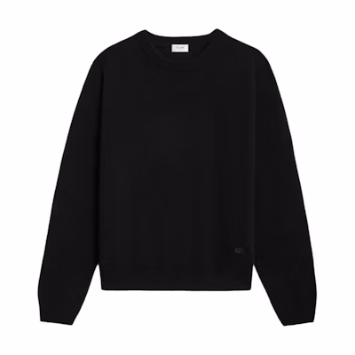 Celine Triomphe Solid Color Crewneck Pullover Sweatshirt Black 2AD3X384D-38NO