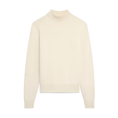 CELINE Triomphe SS25 Embroidered Logo High-Neck Sweater Off-White. RY0010ZOZ-01OW
