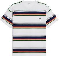 CELINE Triomphe Striped Logo Print Round Neck Short Sleeve T-Shirt Multicolor Men 2X04I807M-01MU CELINE Triomphe Striped Logo Print Round Neck Short Sleeve T-Shirt Multicolor Men 2X04I807M-01MU