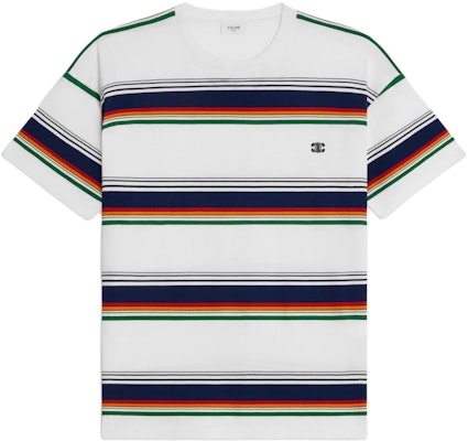 セリーヌ トリオンフ ストライプロゴ ラウンドネック 半袖Tシャツ マルチカラー メンズ 2X04I807M-01MU Order セリーヌ トリオンフ ストライプロゴ ラウンドネック 半袖Tシャツ マルチカラー メンズ 2X04I807M-01MU