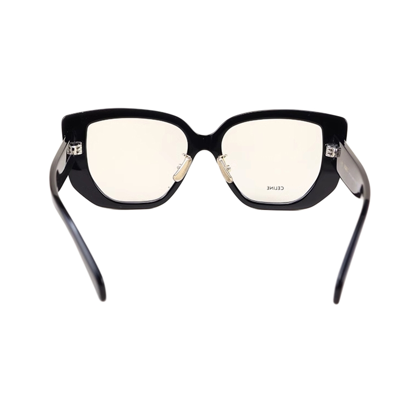 CELINE Unisex Black Acetate Irregular Optical Glasses with Logo Temples. CL50146I001 圖 4
