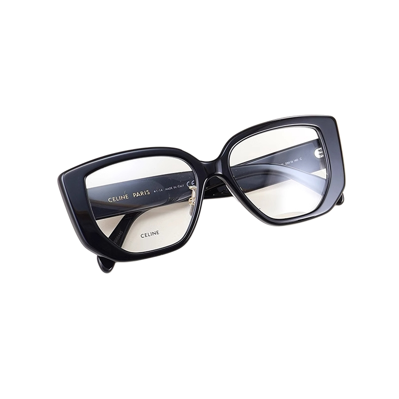 CELINE Unisex Black Acetate Irregular Optical Glasses with Logo Temples. CL50146I001 圖 5