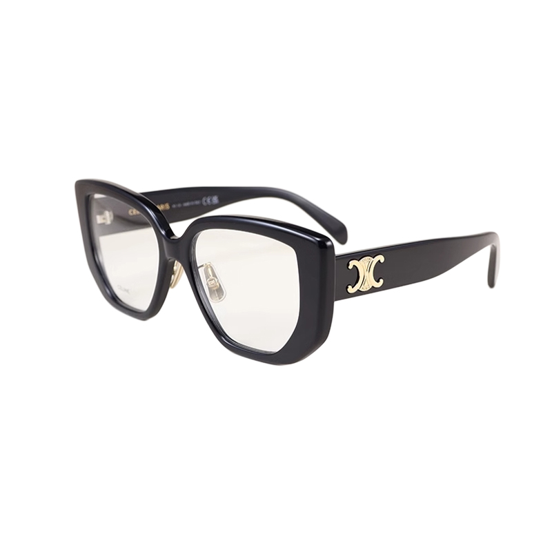 CELINE Unisex Black Acetate Irregular Optical Glasses with Logo Temples. CL50146I001 圖 6