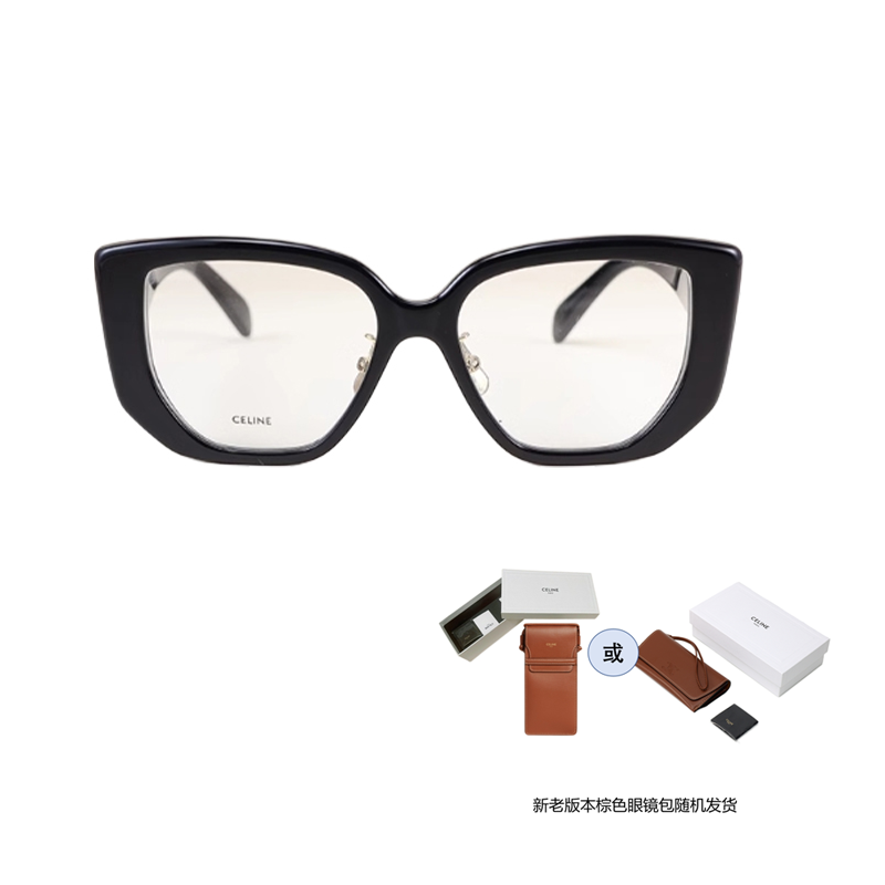 CELINE Unisex Black Acetate Irregular Optical Glasses with Logo Temples. CL50146I001 圖 7