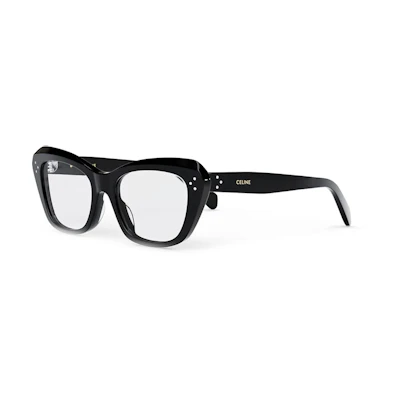 CELINE Unisex Black Optical Glasses with Letter Decor and Irregular Acetate Frame CL50112I001