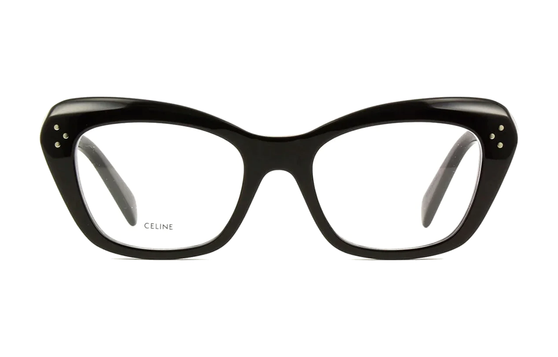 Lookbook CELINE 男女款黑色字母装饰不规则醋酸框眼镜 CL50112I001