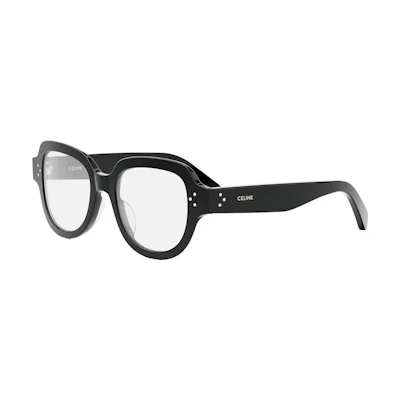 CELINE Unisex Black Oval Acetate Optical Glasses, Minimalist Design. CL50141U001