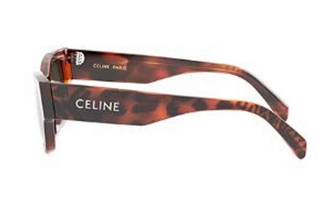 Shop CELINE 男女款棕色不规则太阳镜，镜腿饰有标志细节。 CL40197U99a