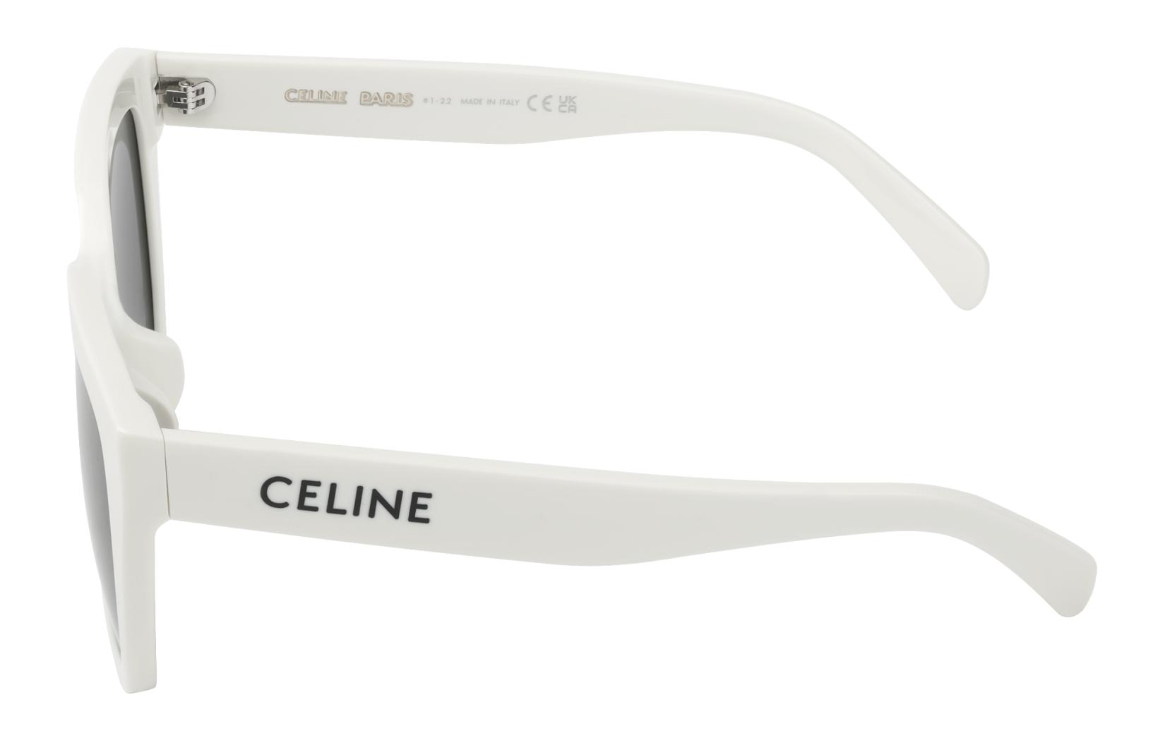 Shop CELINE 男女通用白色太阳眼镜 - 优雅时尚, 不规则形状, 可配光片。 CL40198F25A