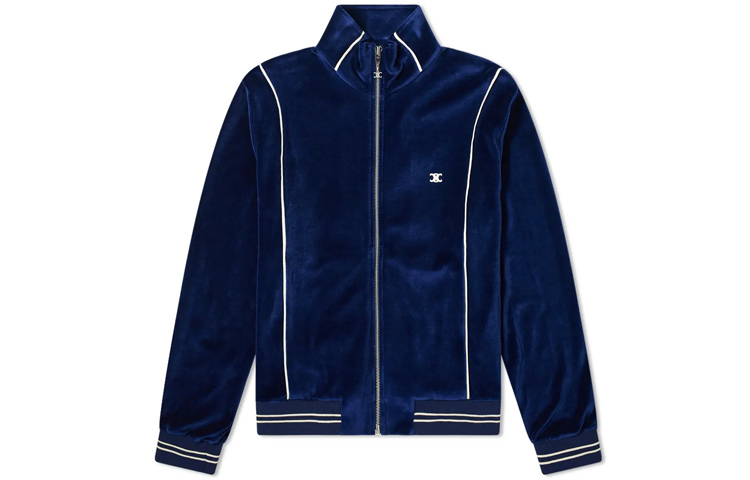 Celine Velour Logo Zip-Up Plain Track Jacket Blue () 2Y146679I-07BL