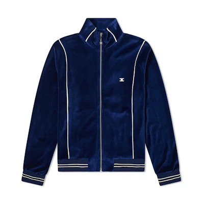 Celine Velour Logo Zip-Up Plain Track Jacket Blue () 2Y146679I-07BL