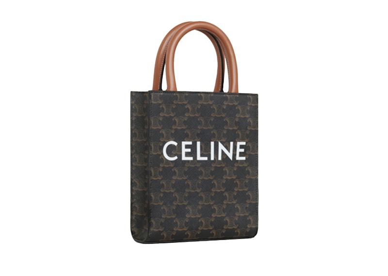 Celine Vertical Mini Tote Triomphe Canvas Tan