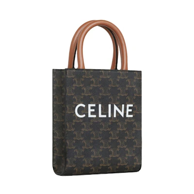 Celine Vertical Mini Tote Triomphe Canvas Tan